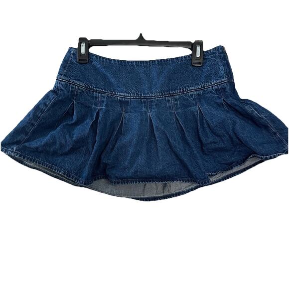 American Eagle High Rise Pleated Mini Skirt Women Size 4 Blue Denim Tennis Y2K - Picture 1 of 11